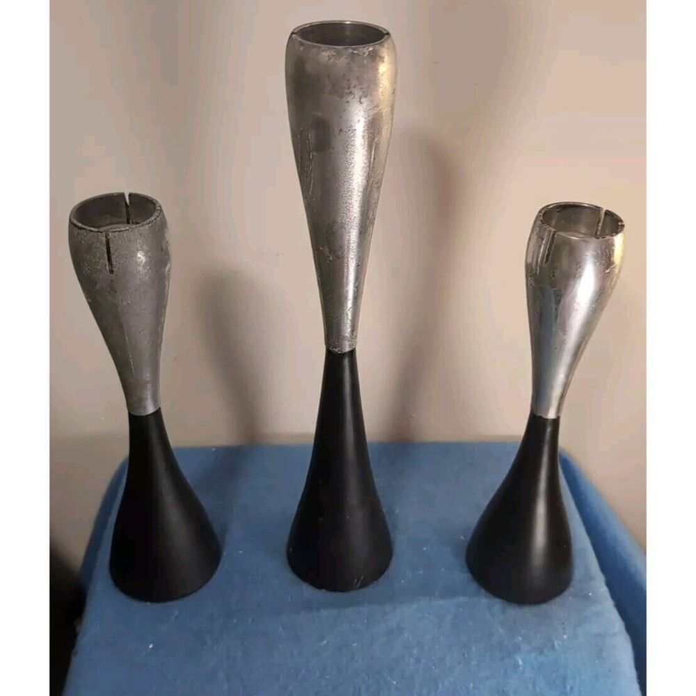 3x Modern-Style Candle Holder Set Modernist Mid-Century MCM Home Decor READ